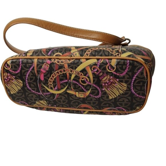 Giani Bernini Purse Handbag Shoulder Bag Faux Leather Brown Tassel/Belt Print - Picture 11 of 12